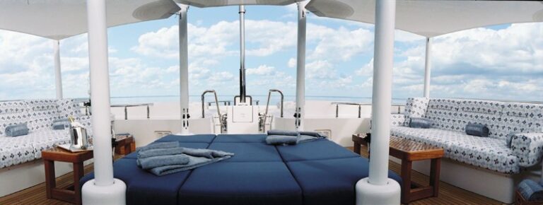 Pads: Yacht SYCARA V's Sun Deck Pictured
