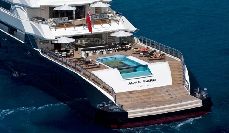 Aft Aspect Of Swimming Pool On Board Yacht ALFA NERO
