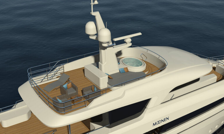 Aerial view of super yacht Martinique