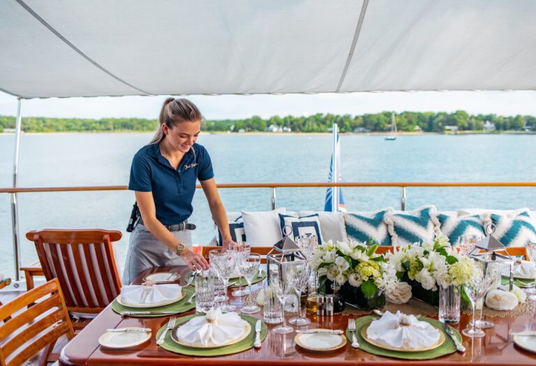 Bridge Deck Dining Set Up Aft