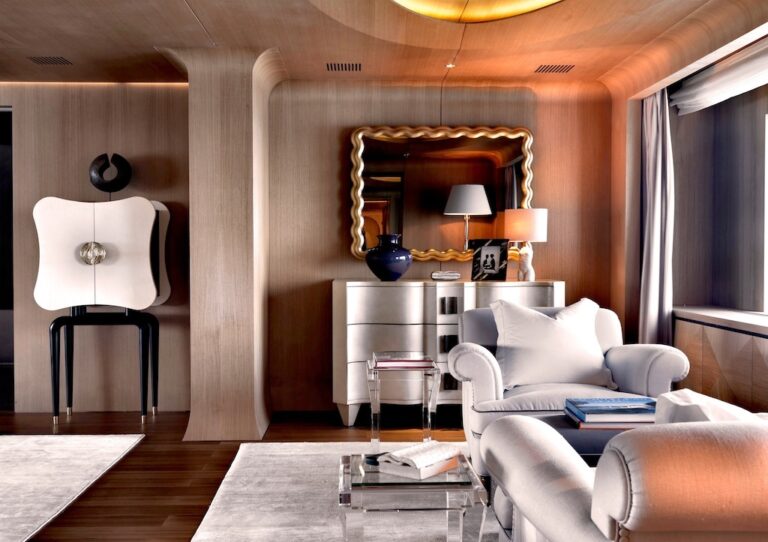 Interior of the stunning and elegant motor yacht Numptia by Salvagni Architetti