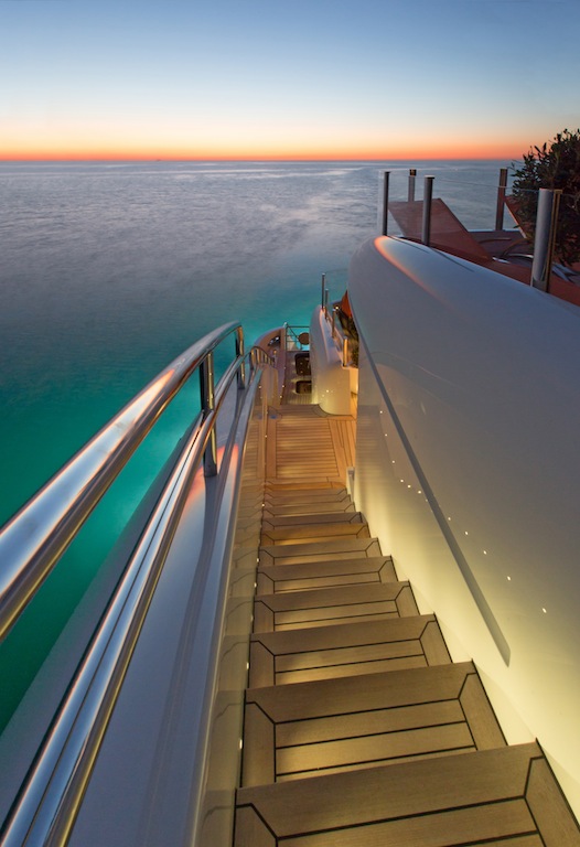 Luxury motor yacht Papi du Papi - Side Stairs - Photo Credits Marc Paris