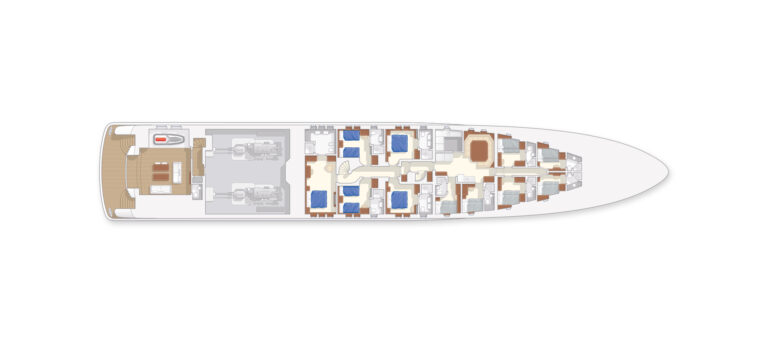 55m Heesen Fast Displacement Yacht Lower Deck GA