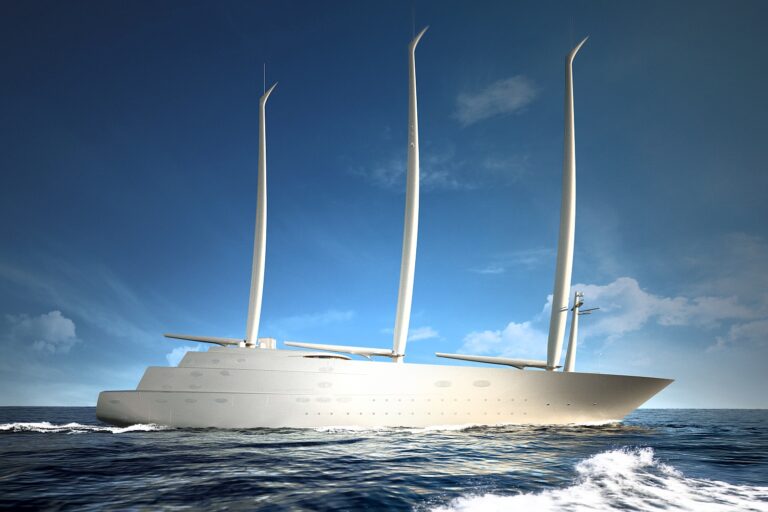 Rendering of the impressive 142m sailing mega yacht A – Image credit to Pascal Deis Starck Network