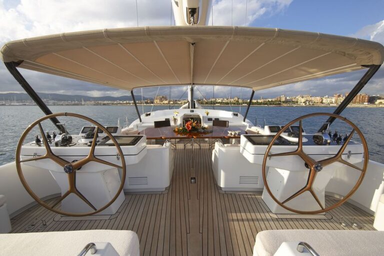 Sailing yacht Nephele - Helm on deck