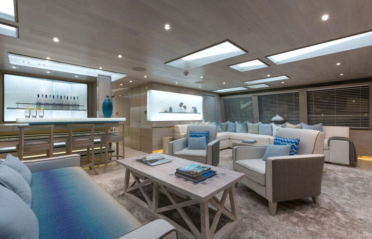 Skylounge aboard superyacht THUMPER. Photo credit Sunseeker yachts