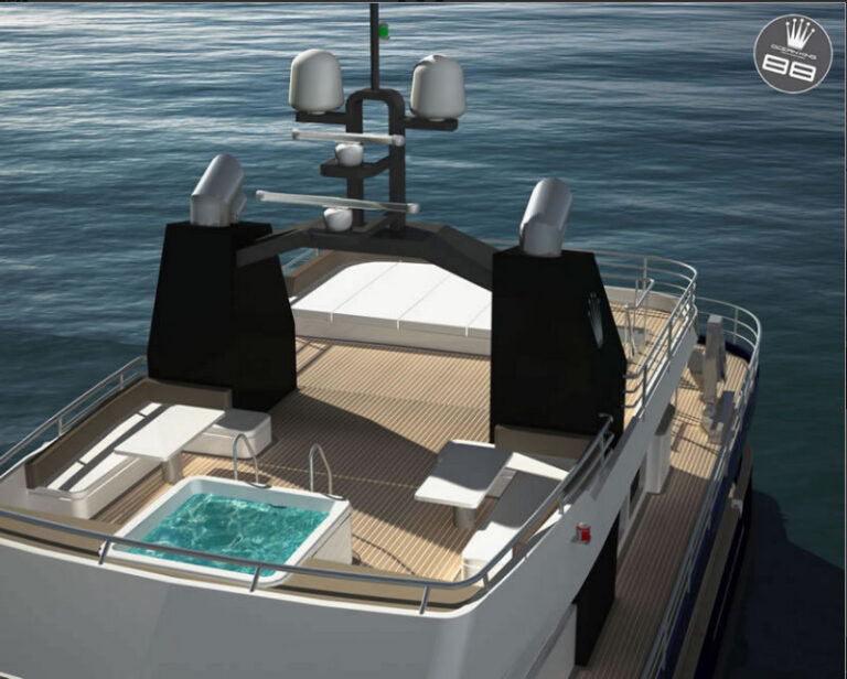 Stunning exterior on the Ocean King 88 Superyacht