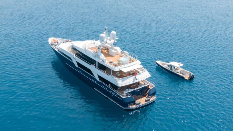 Aerial View Of The Yacht With A Tender