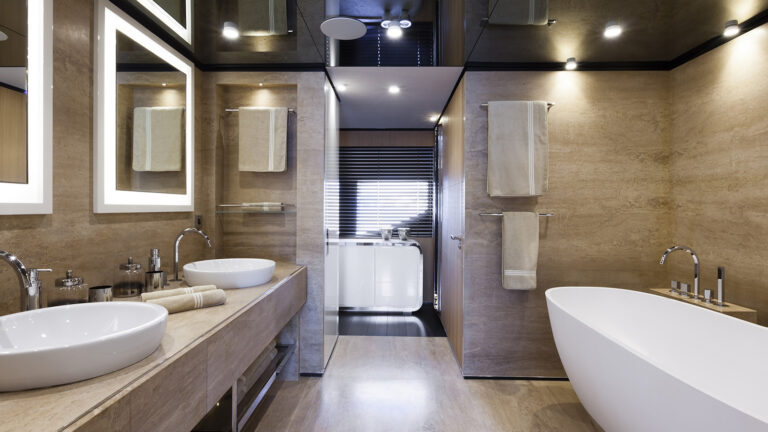 Bathroom With Double Sink And Bath