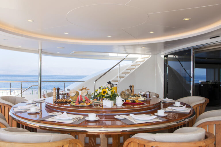 Large Circular Aft Deck Dining Table Alfresco