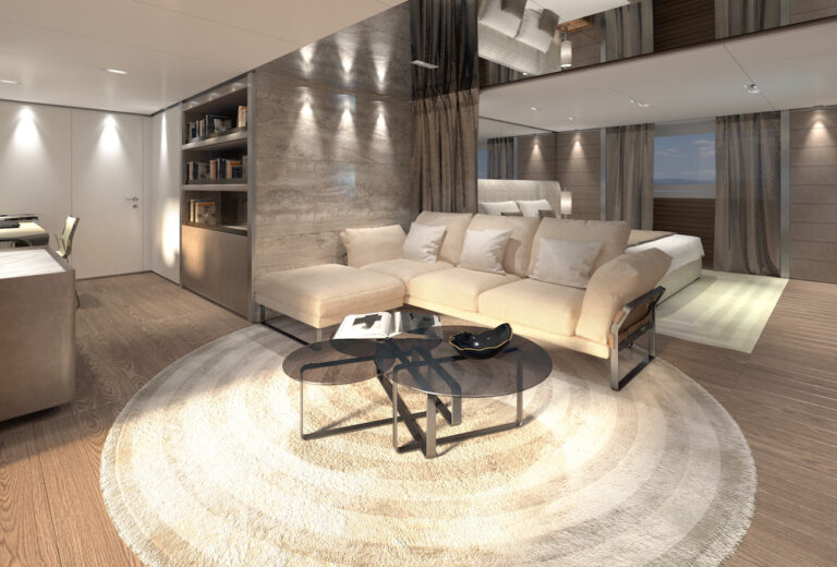 Superyacht Elettra - Owner Suite Lounge Area - Rendering