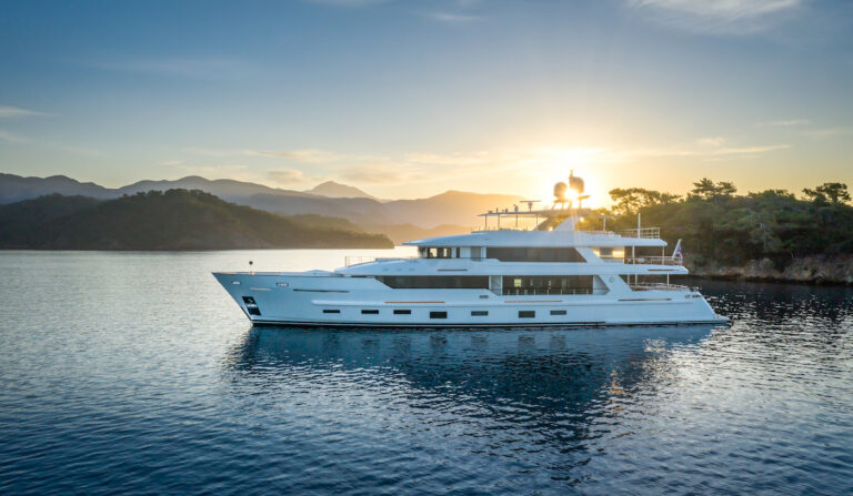 Superyacht SUNRISE At Sun Set