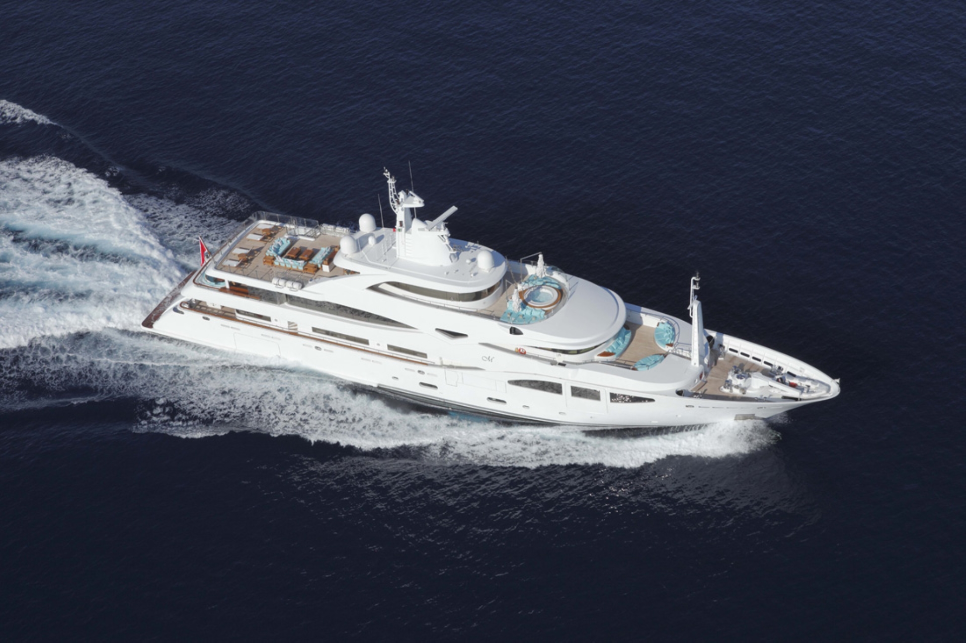 60m custom displacement yacht by CRN  running - aerial view .jpg