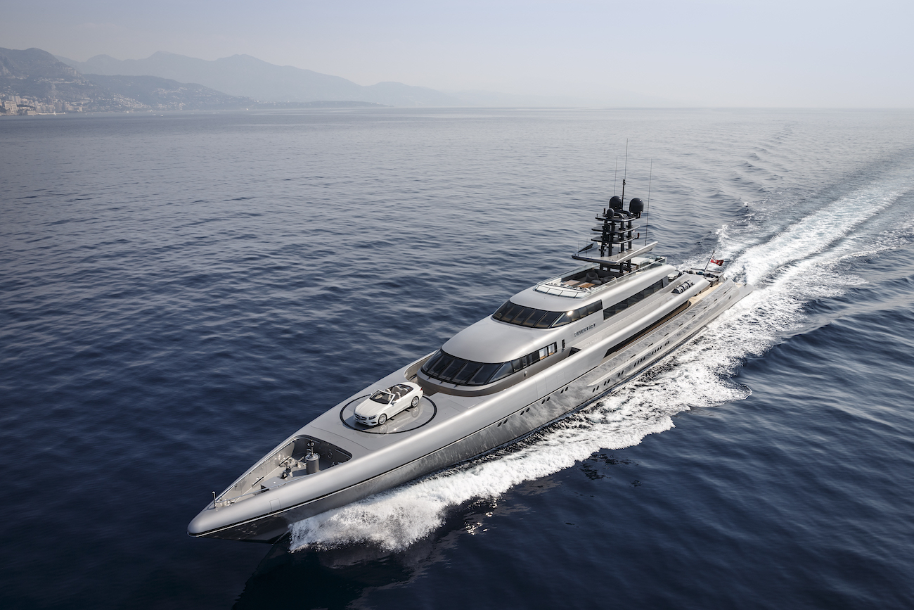 77m superyacht with Mercedes S-Class Convertible car.jpg