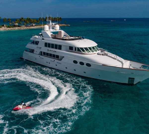 Beautifully refitted 1999 Trinity Superyacht THEMIS leaving Fort Lauderdale