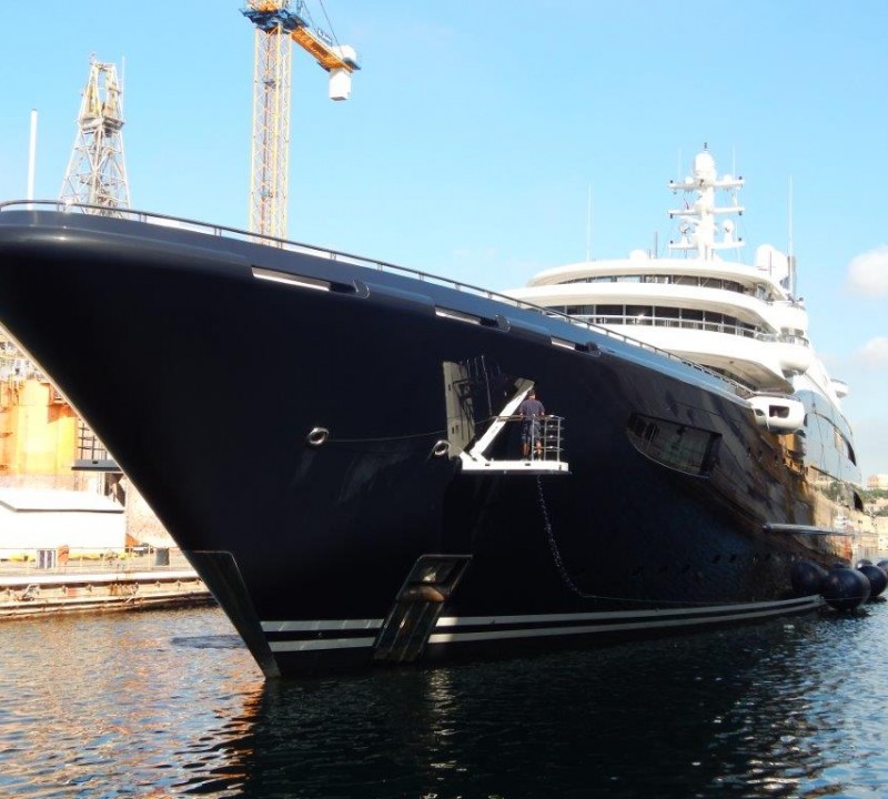 134m Fincantieri motor yacht Serene at the Palumbo Super Yachts facilit in Malta