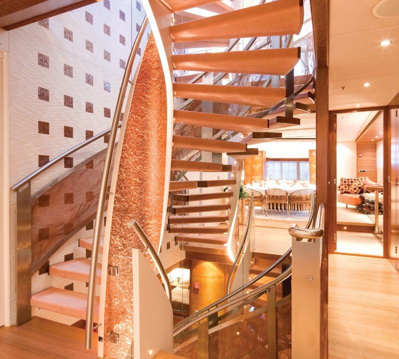 Inside Stairway On Yacht NORTHLANDER
