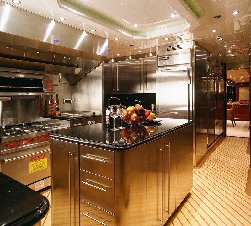Ship's Galley On Board Yacht LADY LEILA