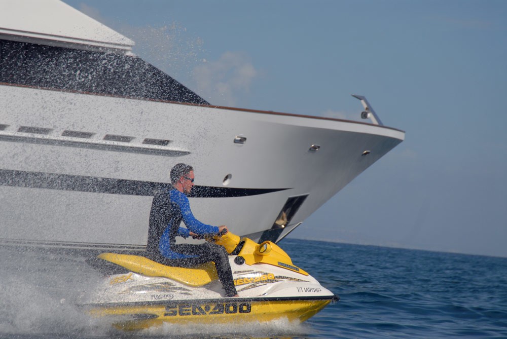 Jetski Skiing Aboard Yacht LADYSHIP