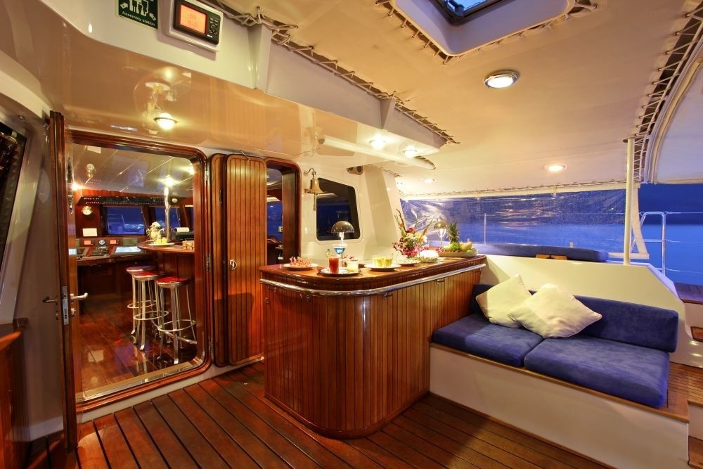 Cockpit By Night Time Aboard Yacht DOUCE FRANCE