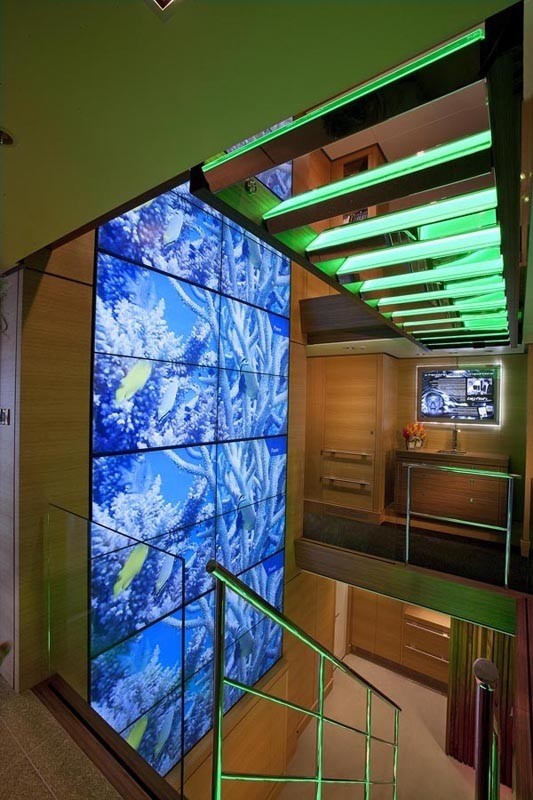 Premier Deck Video Wall Staircase On Yacht BIG FISH
