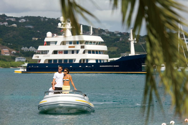 Overview Including Ship's Tender On Board Yacht BIG ARON