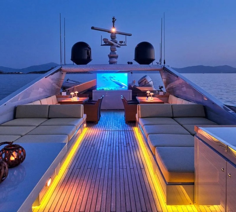 Sun Deck At Night With Movie Screen