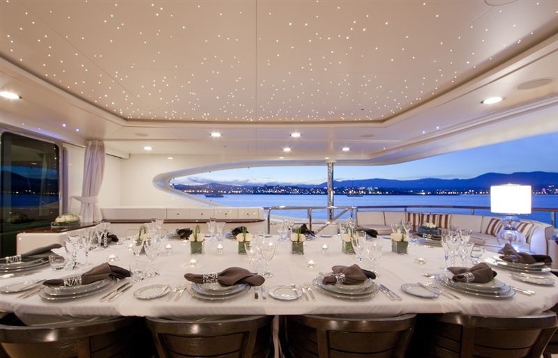 Top Deck Furniture Setting On Yacht LATITUDE