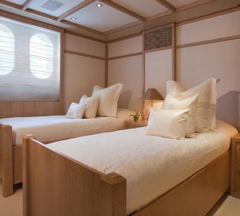 Guest's Twin Bed Cabin On Board Yacht SUNRISE
