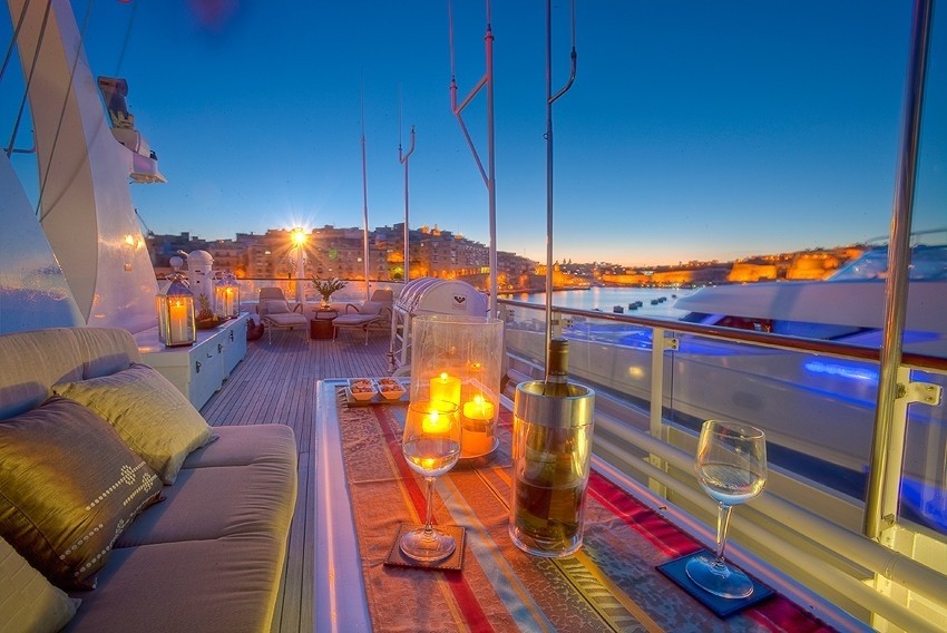 Deck Sitting Evening On Yacht SANSSOUCI STAR