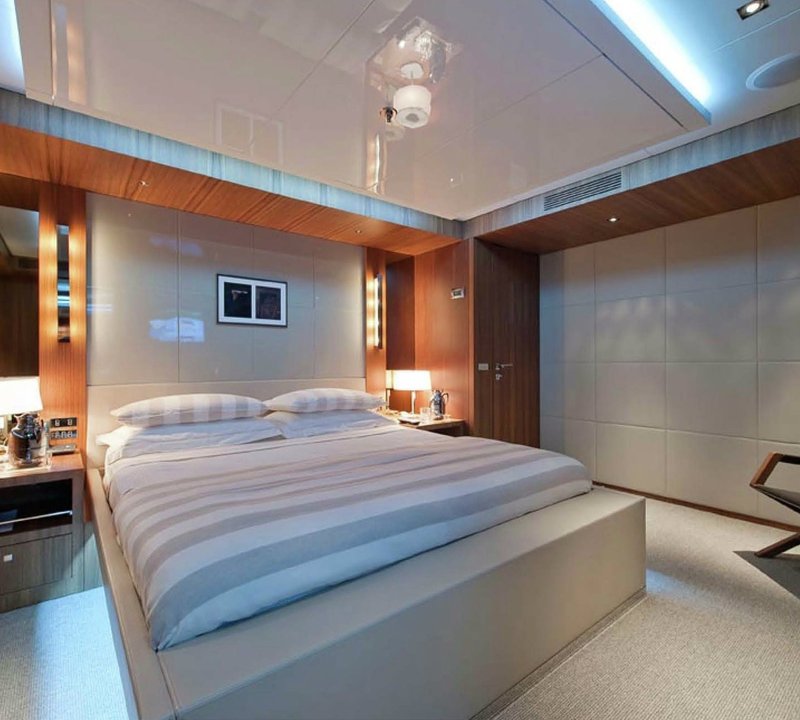 Lower Deck: Yacht SYNA's Double Sized Cabin Pictured