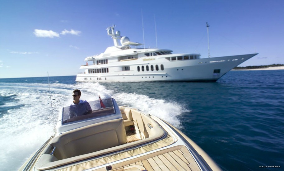 Aspect Taken From Ship's Tender On Board Yacht HUNTRESS II