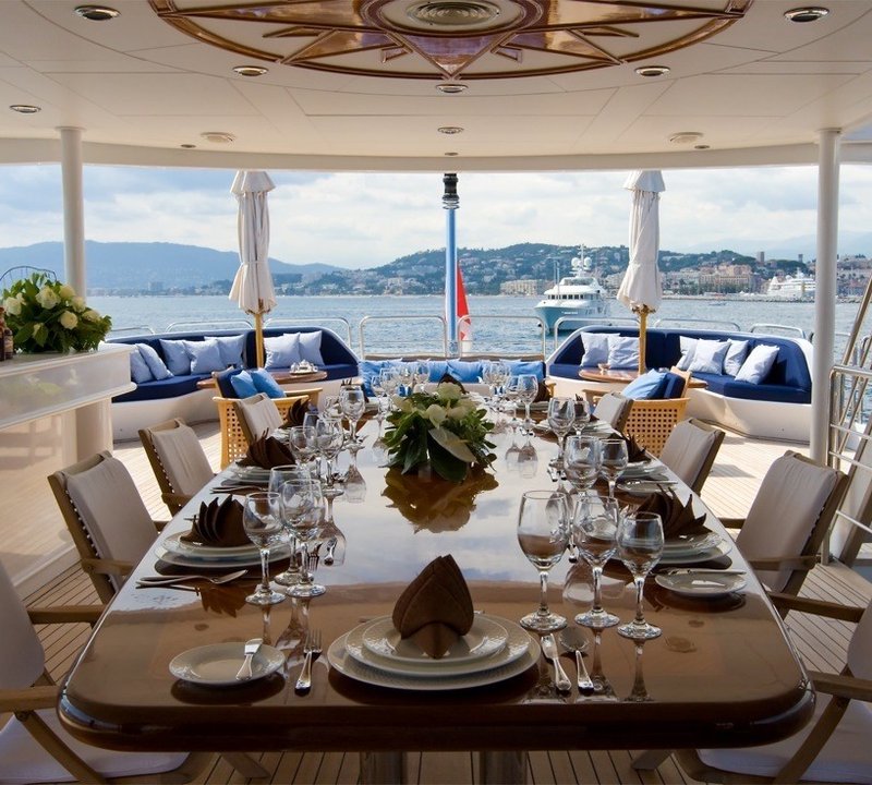 Aft Eating/dining On Board Yacht INSIGNIA