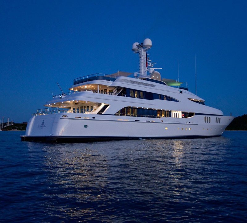Evening: Yacht DIAMOND A's Aft Aspect Pictured
