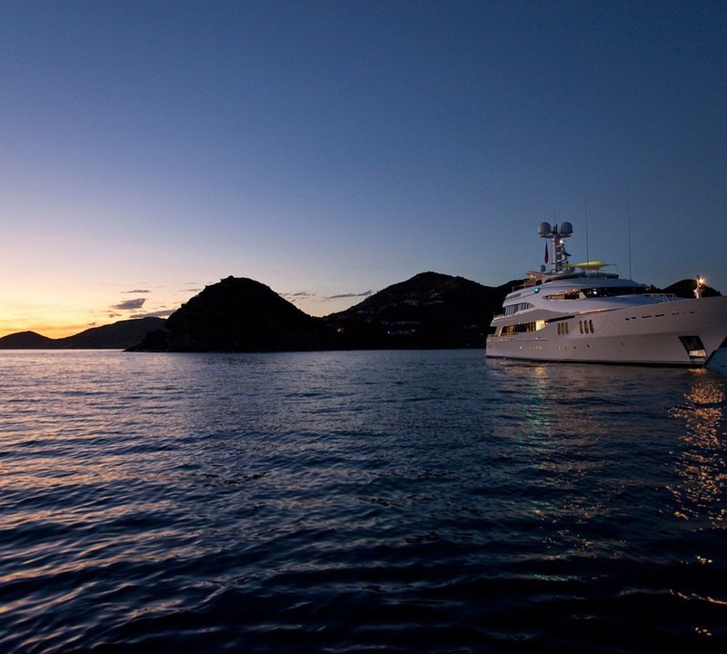 Sunset Dusk Overview On Yacht DIAMOND A