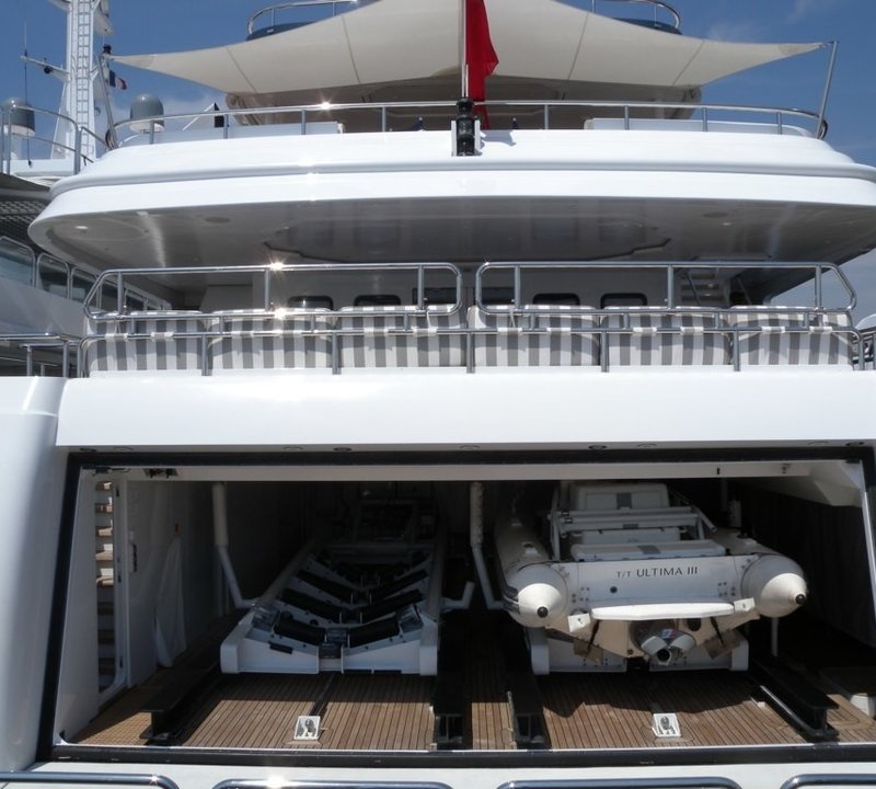 Ship's Tender Storage Open On Yacht DIAMOND A