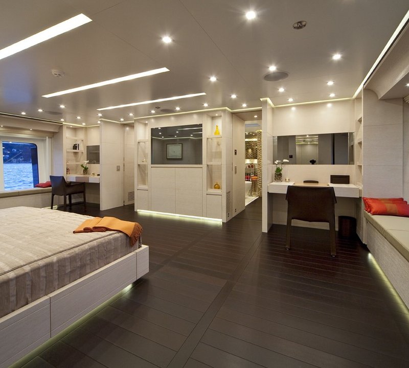 Corner Aspect: Yacht BARAKA's Main Master Cabin Photograph