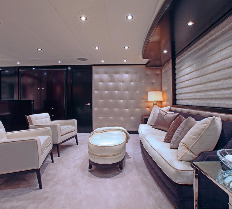 Lounging Profile: Yacht CARPE DIEM's Main Master Cabin Pictured