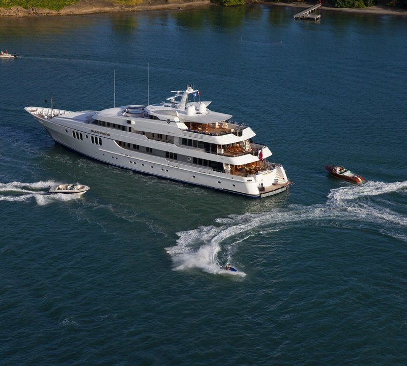 From Above Including Cruising Ship's Tenders On Yacht BLUE MOON