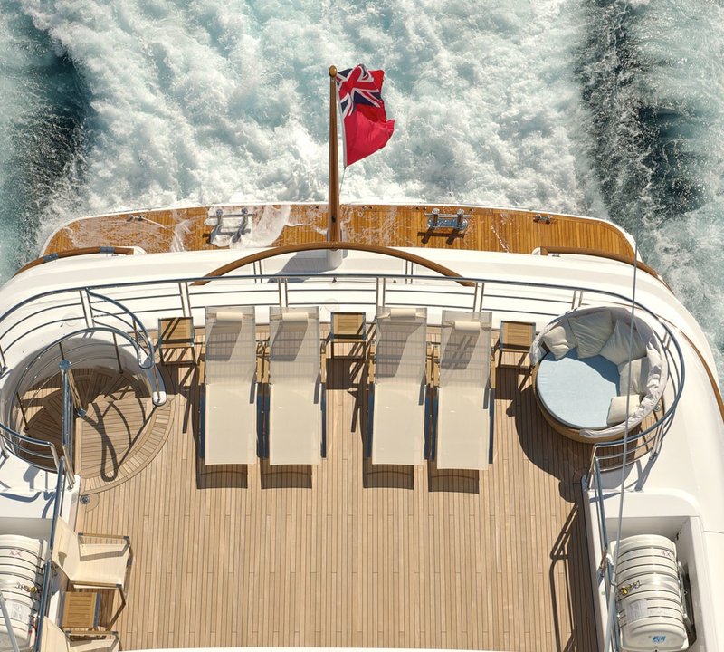 Above: Yacht HUNTRESS's Sun Deck Pictured