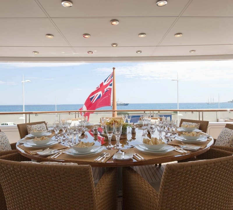 Bridgedeck Deck Eating/dining On Board Yacht HUNTRESS
