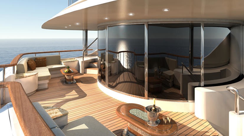 Daytime: Yacht DIAMONDS ARE FOREVER's Top Saloon Deck Captured