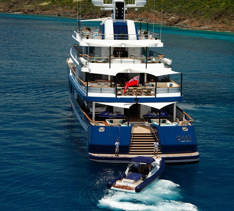 Aft Including Ship's Tender On Board Yacht POLAR STAR