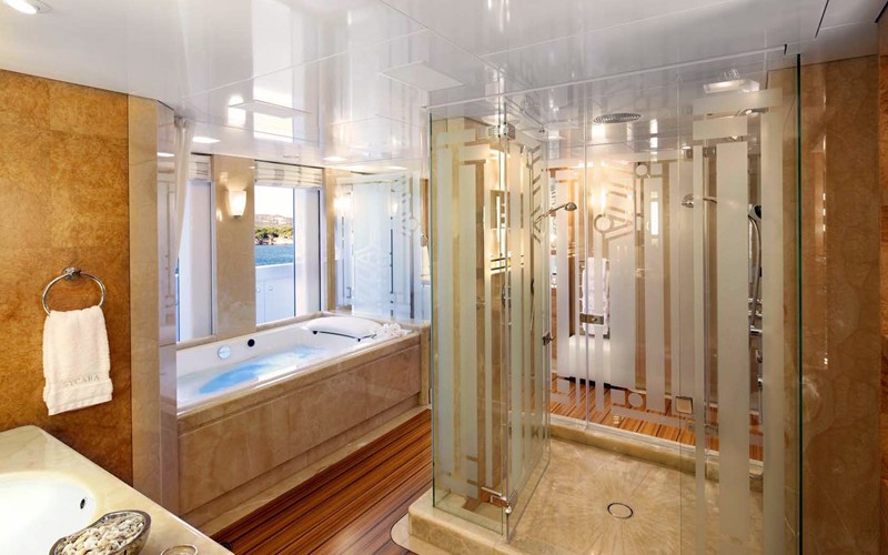 Main Master Bath And Shower Aboard Yacht SYCARA V