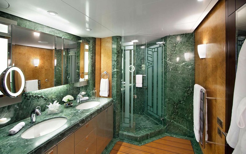 Green: Yacht SYCARA V's Guest's Bath Photograph