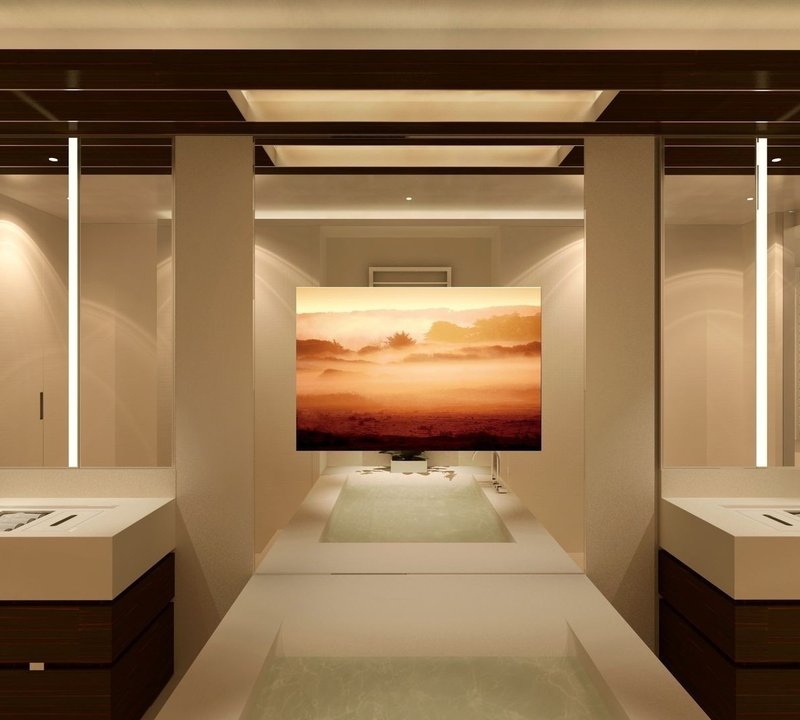 His With Hers Sinks Separated By A Bathtub Aboard Yacht GRACE E