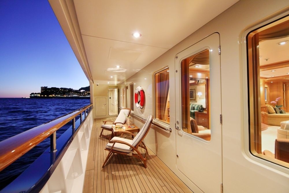 Main Master Balcony Starboard Side With Study Viewing Aft On Yacht LAUREL