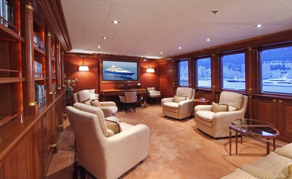 Bridgedeck Deck Television Room Or Library On Board Yacht LAUREL