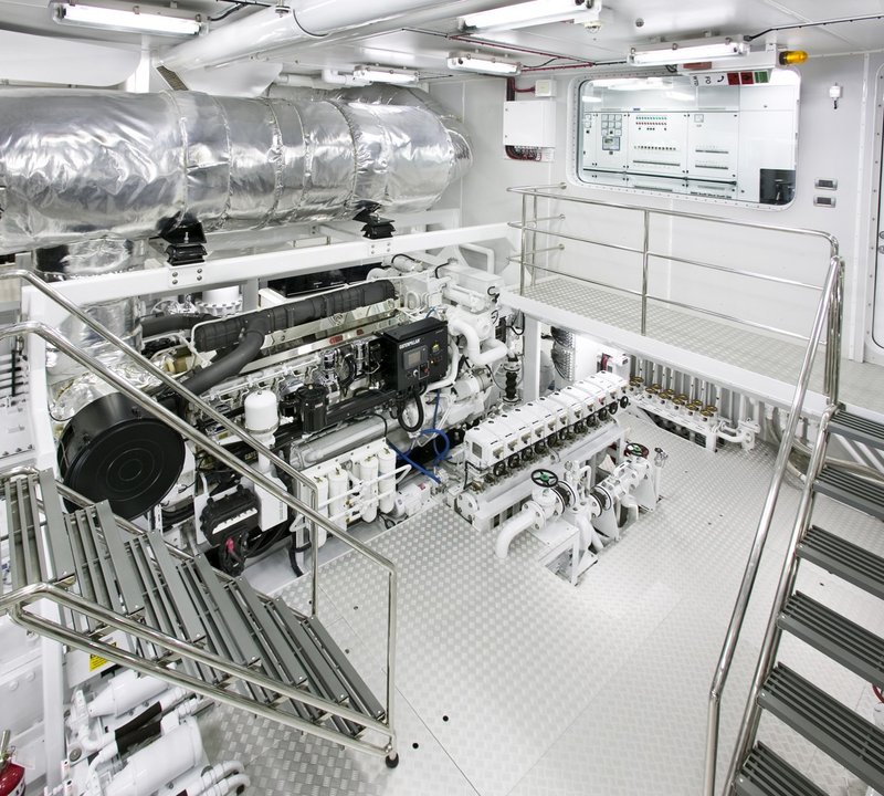 Engine Area On Board Yacht LAUREL