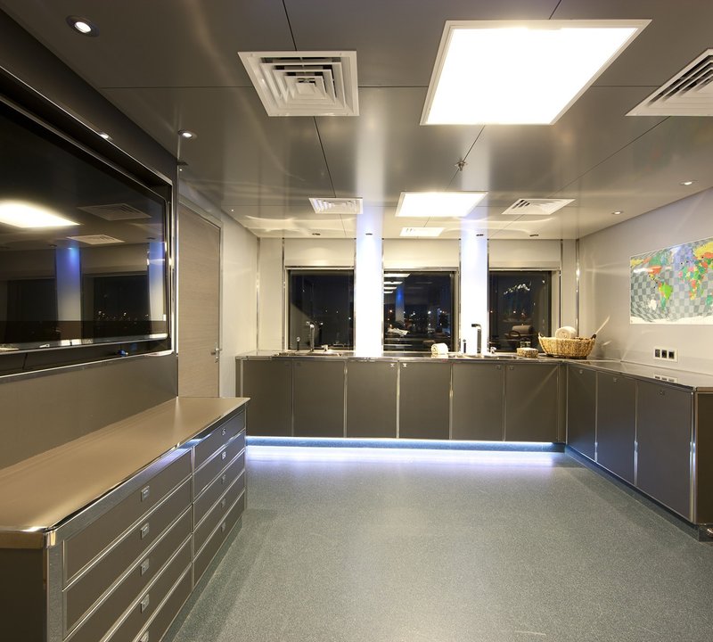 Ship's Galley On Board Yacht NAIA